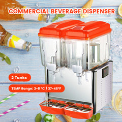 Hakka Commercial 2x12 Liter Bowl Refrigerated Beverage Dispenser and Juice Dispenser