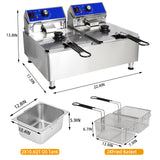 EasyRose 20L Commercial Dual Deep Fryer with 2 Baskets, 3600W Electric Countertop Fryer, 304 Stainless Steel, ETL Listed
