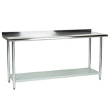 Hakka 30" x 72" 18 规格 430 经济型不锈钢商用工作台,带底架和 2" 后翻转
