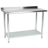 Hakka 24" x 48" 18 规格 430 经济型不锈钢商用工作台,带底架和 2" 后翻转
