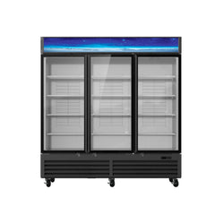 Hakka Brothers 72 CuFt. 3 Glass Doors Refrigerator (Swing), Black, Energy Star Rated