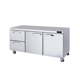 Hakka Brothers 2 Drawers 2 Doors (M, R) All Stainless Undercounter Refrigerator - 72" wide, 20 cu/ft, R-290 Refrigerant
