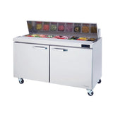 Hakka Brothers 2 Doors All Stainless Prep. Table with (16) 1/6 Pans - 60" wide, 16.5 cu/ft., R-290 Refrigerant