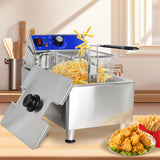 EasyRose 10L Commercial Electric Deep Fryer, 1800W Countertop, 304 Stainless Steel Tank, 122–392°F