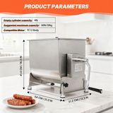 Hakka 30L/60lb Manual Meat Mixer, Tilting Stainless Steel Tank Sausage Mixer