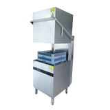 Hakka Bros Commercial Hood Type Dishwasher, High Temperature Door Type Dishwashing Machine with Rinse Pump, ETL & NSF Certified, Stainless Steel