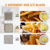 Hakka French Fry Cutter, Commercial Potato Slicer Stainless Steel French Fries Machine with Suction Feet for Patatoes/Carrots/Cucumbers, including 3 Blades(1/4", 3/8",1/2")