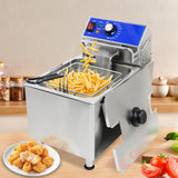 EasyRose 11.8L Commercial Electric Deep Fryer with Basket, 1800W, 304 Stainless Steel, 122–392°F