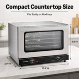 EasyRose 47L Commercial Convection Oven, 1600W Half Size Countertop Oven with 4 Racks, Stainless Steel, 150–500°F, 120-Min Timer