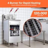 EasyRose Commercial Gas Deep Fryer 4 Burner 45-55lb Liquid Propane Gas 120000 BTU, CSA / ETL Certification