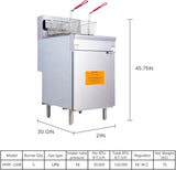 EasyRose Commercial Gas Deep Fryer 5 Burner 68-80lb Liquid Propane 150000 BTU,CSA / ETL Certified