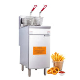 EasyRose 40 lb Commercial Natural Gas Deep Fryer, 3-Burner 90,000 BTU Floor Fryer with 2 Baskets, ETL Certified