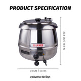 EasyRose 11 Qt Commercial Soup Warmer Food Warmer Soup Kettle with Hinged Lid, Silver