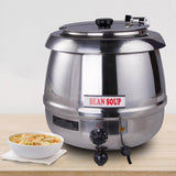 EasyRose 11 Qt Commercial Soup Warmer Food Warmer Soup Kettle with Hinged Lid, Silver