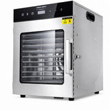 Hakka Bros 12-Tray 800W Food Dehydrator, 10.7 sq. ft. Drying Space, 86–194°F Temp, 24H Timer & Glass Door