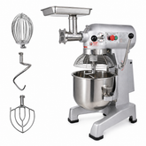 Hakka Commercial 20Qt Planetary Stand Mixer with Meat Grinder Attachment, 1100W Electric Food Mixer, 3 Speeds 125/225/404 RPM, Includes Dough Hook, Flat Beater & Whisk,ETL Certification