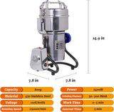 Hakka Grain Mill 800g High Speed Food Electric Stainless Steel Powder MillSeeds Flour Nut Pill Wheat Corn Herbs Spices Powder Machine,2400W