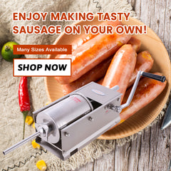 Hakka Sausage Stuffer 2 Speed Stainless Steel Vertical Sausage Maker (7Lb/3L(Horizontal)(Official Refurbishment)
