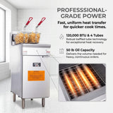 EasyRose 50 lb Commercial Natural Gas Deep Fryer, 4 Burners, 120,000 BTU, ETL Listed-2