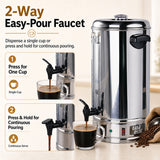 EasyRose 100 Cup Coffee Urn with 2-way easy-pour faucet for single cup serving and continuous pouring