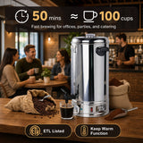 EasyRose 100 Cup Commercial Coffee Urn used in a cafe for offices, parties, catering and large gatherings