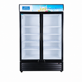 Hakka Brothers 42.4 Cu. Ft. / 1200L Commercial Double Glass Door Merchandiser with Lightbox, 8 Adjustable Shelves & LED Lighting