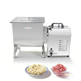 Hakka 15L 30 lb commercial electric meat mixer with stainless steel body shown in front view