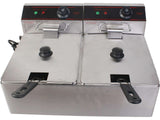 EasyRose Commercial Stainless Steel Deep Fryers Electric Professional Restaurant Grade Turkey Fryers (2x6 Liter)