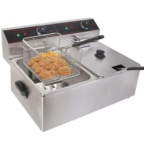 EasyRose Commercial Deep Fryer with Basket, Electric Deep Fryers with 8.4QT/8L Removable Basket, Lid & Temperature Limiter