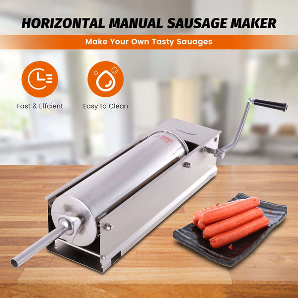 Hakka 30 Lb/15 L Sausage Stuffer 2 Speed Stainless Steel Vertical Sausage  Maker