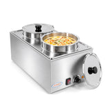 EasyRose 2 x 8L Round Pot Commercial Food Warmer, 1200W Electric Soup Warmer with Lids