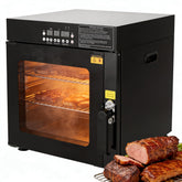 Hakka Bros 3-in-1 Electric Smoker Oven and Dehydrator, 1200W Countertop BBQ Grill with 2 Racks and Side Wood Chip Loader, Stainless Steel