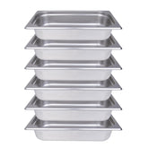 Clivia 1/3 Size Stainless Steel Food Pans,2.5"Deep Food Containers- Pack of 6