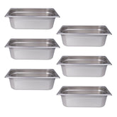 Clivia 6-Pack Hotel Pans Steam Table Pan 1/3 Size Hotel Pan 4" Deep Stainless Steel Pan for Party, Restaurant, Hotel