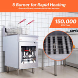 EasyRose Commercial Nature Gas Deep Fryer 5 Burner 68-80lb 150000 BTU,CSA / ETL Certified