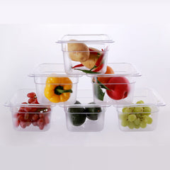 Clivia 1/6 Size Polycarbonate Food Pans,6"Deep,Clear - Pack of 6