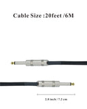 20 Feet Professional Guitar Instrument Cable with Noble Black Tweed Coat Straight 1/4 Inch TS to Straight 1/4 Inch TS