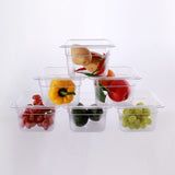 Clivia 6-Pack Food Pan Half Size Clear Polycarbonate Food Pans 1/2 Size 4" Deep Commercial Hotel Pans for Party, Restaurant, Hotel
