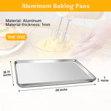 Clivia Commercial Baking Pan,Aluminum Baking Sheet,Cookie Sheets for Baking,Warp ResistantNon Stick Bread Baking Tray Set(18"x26"X2PCS)