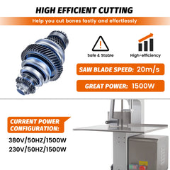 Hakka Bone Saw Machine 79" Electric Butcher Bandsaw Countertop Meat Bone Cutter