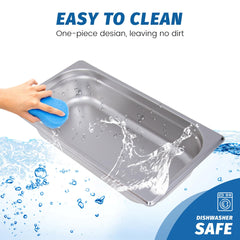 Clivia 1/3 Size Stainless Steel Food Pans,2.5"Deep Food Containers- Pack of 6