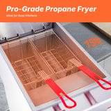 EasyRose Commercial Nature Gas Deep Fryer 5 Burner 68-80lb 150000 BTU,CSA / ETL Certified