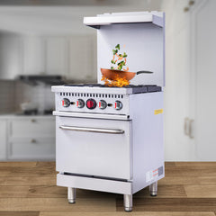 EasyRose 24" Natural Gas Commercial Restaurant Kitchen 4 Burners Range With Oven