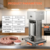 Morgangastro 10L/22lb Electric Sausage Stuffer, 200W Stainless Steel Meat Filler with Foot Pedal and 5 Stuffing Tubes