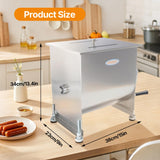 Hakka Manual Meat Mixer 15 lbs/7.5L Capacity Tank Stainless Steel Sausage Mixer