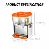 Hakka Brothers Commercial 2x12 Liter Bowl Refrigerated Beverage Dispenser and Juice Dispenser