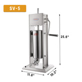 Hakka 11 Lb/5 L Stainless Sausage Stuffer 2 Speed  Vertical Sausage Maker(SV-5)