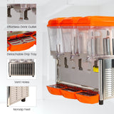 Hakka Brothers Commercial 3x12 Liter Bowl Refrigerated Beverage Dispenser and Juice Dispenser