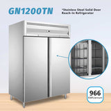 1150L Double Door Upright Chiller Commercial Refrigerator Temp : +2~+8℃
