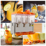 Hakka Brothers Commercial 3x12 Liter Bowl Refrigerated Beverage Dispenser and Juice Dispenser